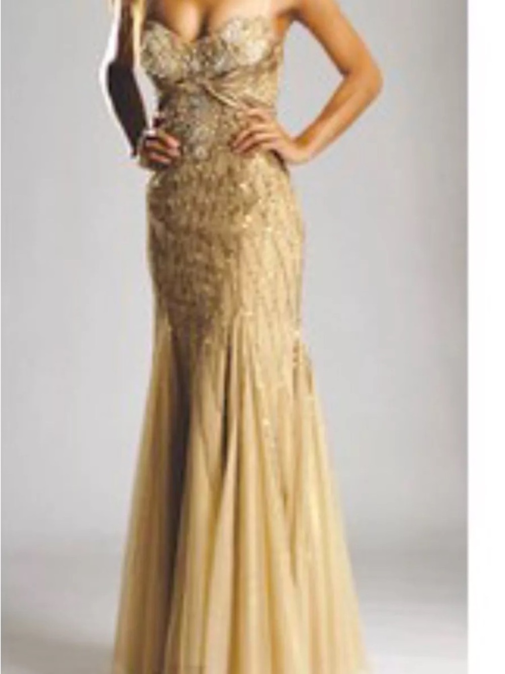 Jovani Gold Sequin Evening Dress size 6
